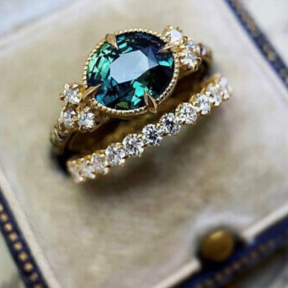 New 925 Sterling silver/18k gold plated rings set - Picture 1 of 7